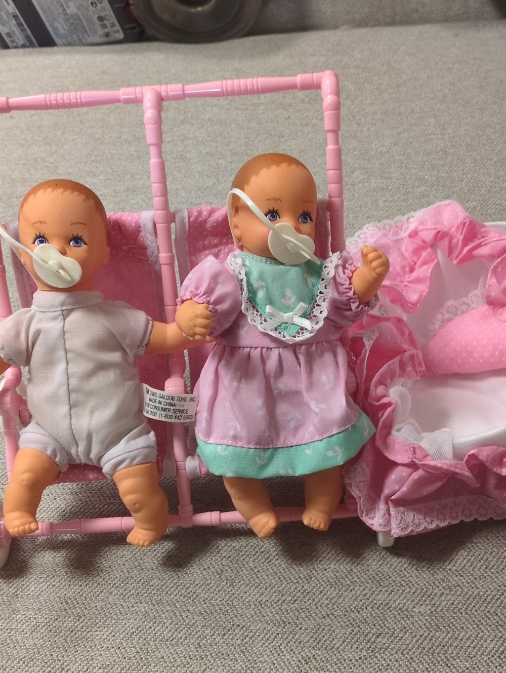 Pink & Mint Baby Twin Doll Set with Pacifiers